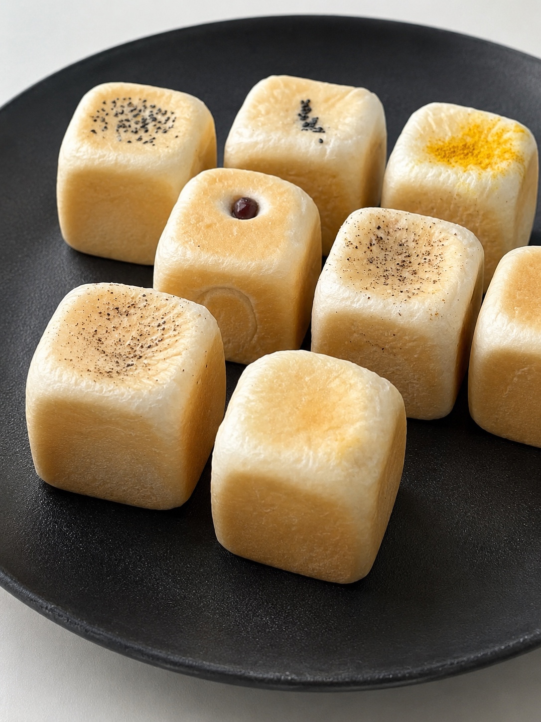 黒いプレートに並んだ66 BAKEHOUSEのキューブパン